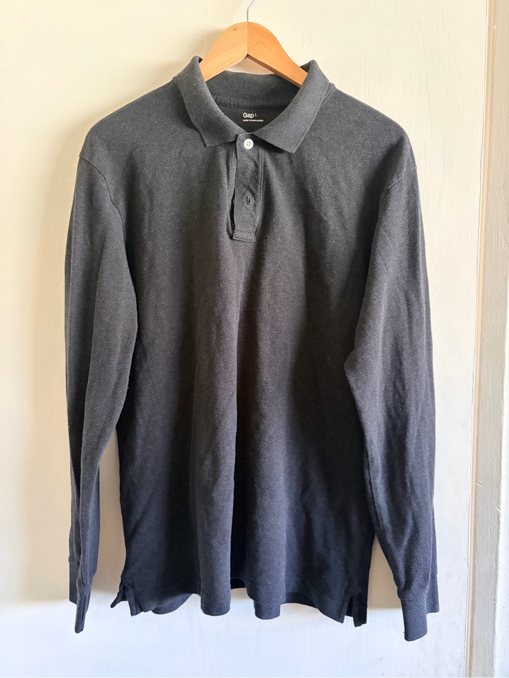 Gap Long-Sleeve Polo Shirt - Dark Gray